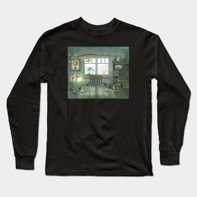 Granfather's Study Long Sleeve T-Shirt by Terry Fan